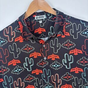 Raised By Coyotes Polo Shirt Mens 2XL Black Cactus Southwestern Golf *FLAW
